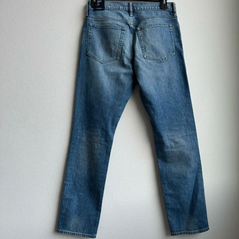 NWT J. Crew Flex Straight Fit Blue Solid Wash Medium Light Jeans Size 31 x 32